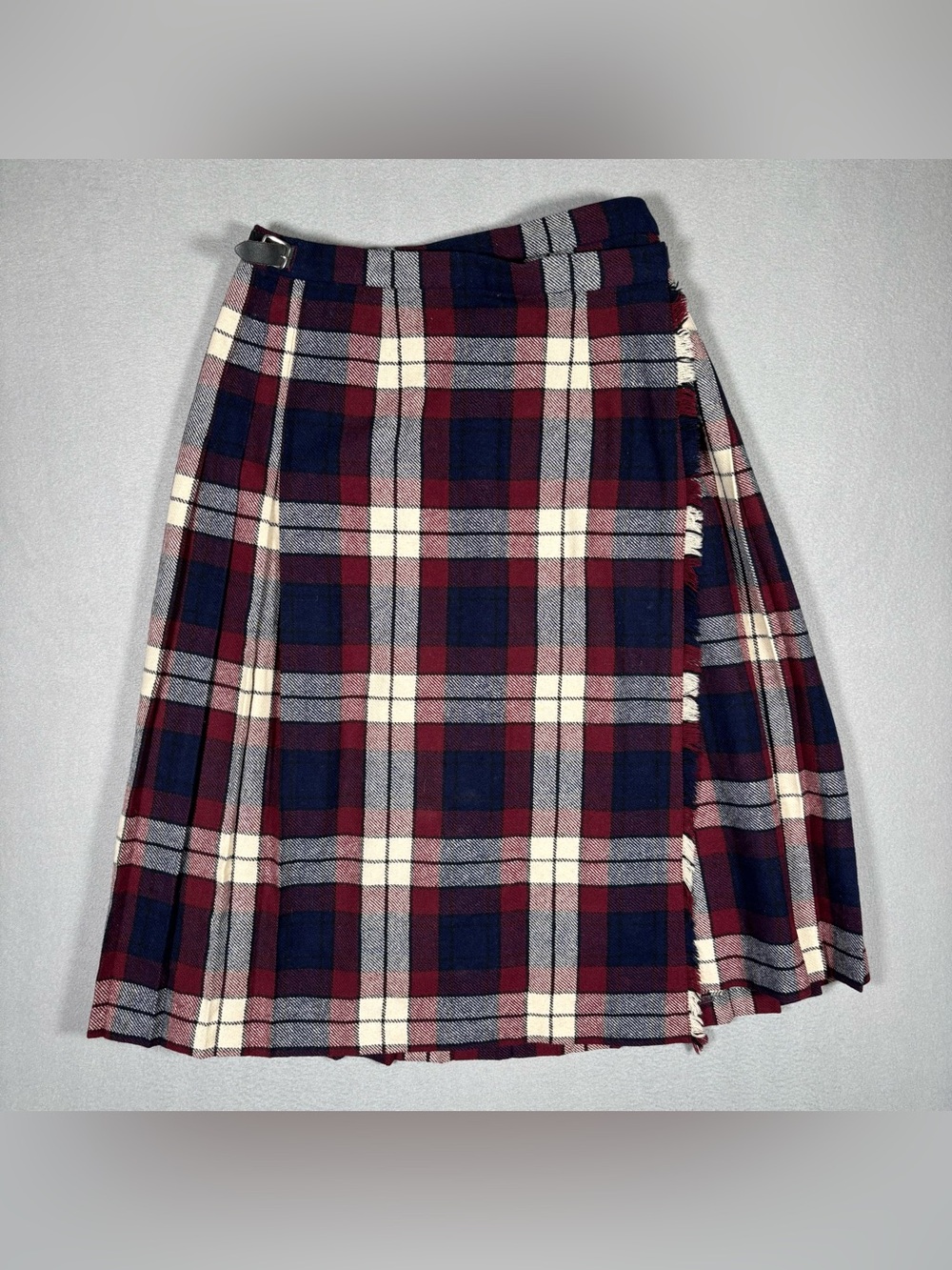 Scottish Sportswear Plaid Wool Kilt Skirt Women’s 12 Side Buckle Cottagecore